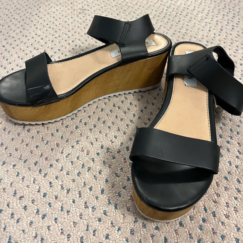 Black and Tan leather Platform Sandals